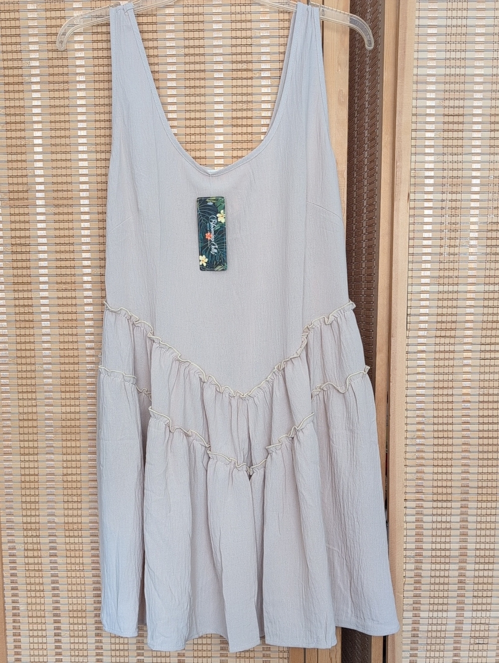 Blooming Jelly Beige Tiered Tank Dress With Pockets